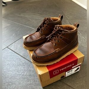Twisted X Dark Brown Leather Ankle Boots Boys Size 1